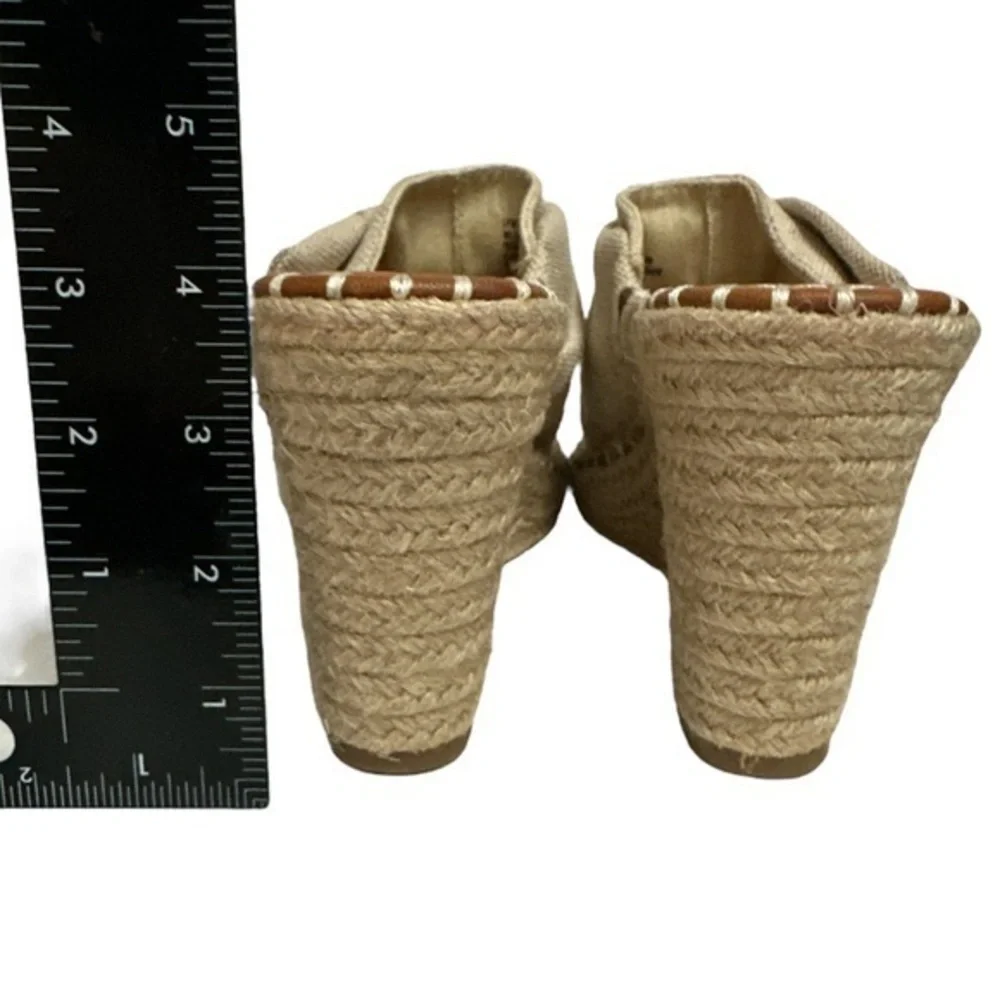LONDON FOG Womens Heidi Espadrille Wedge Sandals sz 10M‎ Knotty Bow tan (1492)
